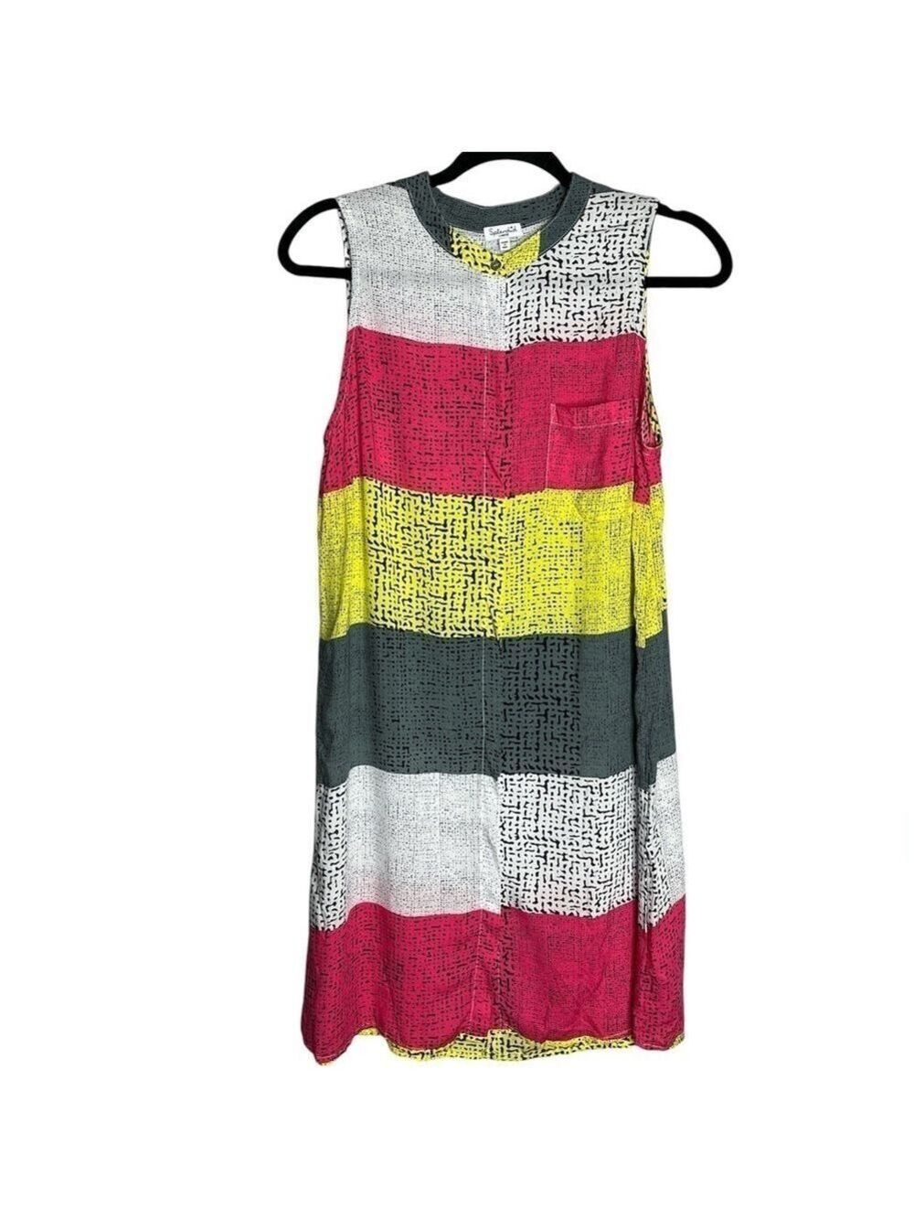 Splendid Colour Block Button Front Sleeveless Shirt Dress, size L